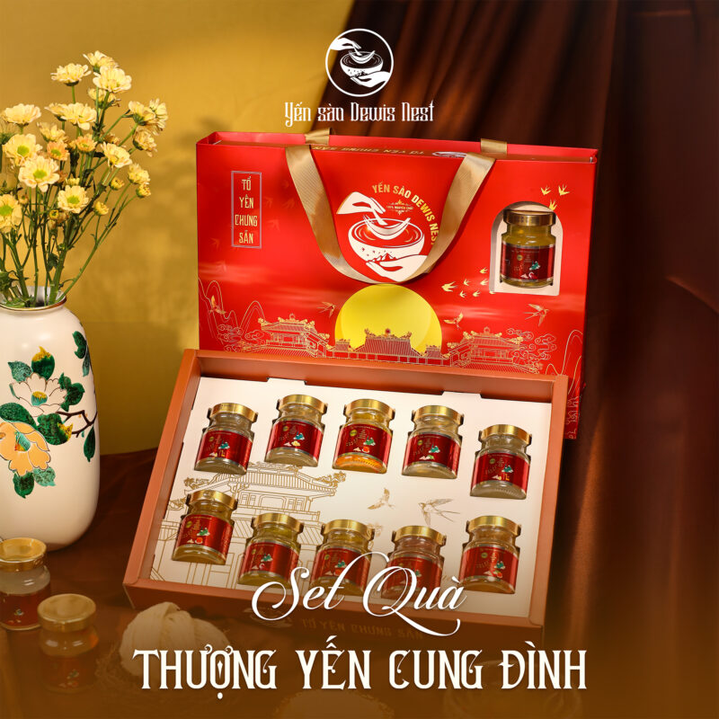 Hộp Quà Yến Sào Thượng Yến Cung Đình – 10 Hũ Yến Chưng Nguyên Chất Dewis Nest